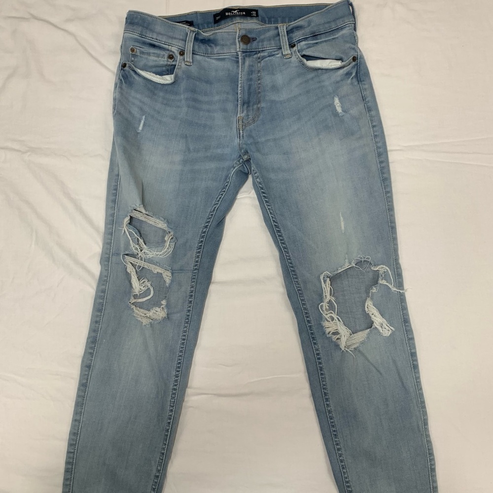 Hollister Ripped Skinny Jeans Light-blue